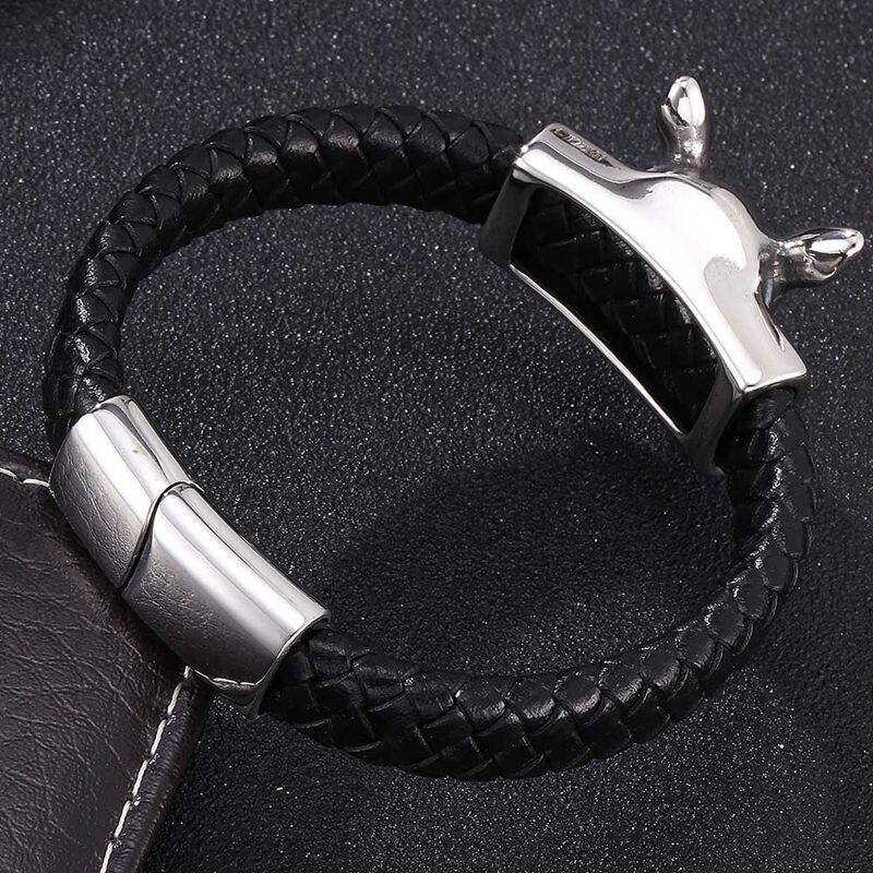 Men Jewelry Fox Bracelets Leather Cuff Bracelet Bangle Wristband Mens Punk Bangles Wrist Band Gift