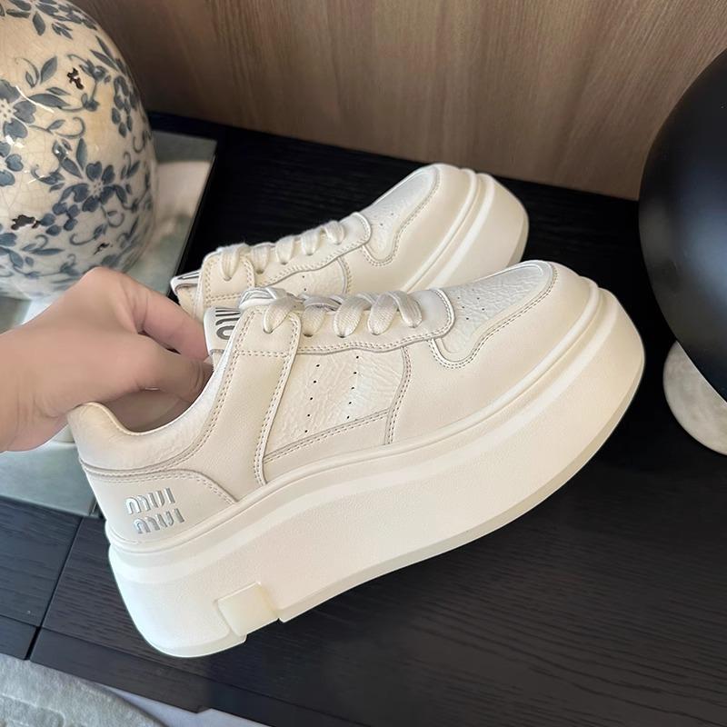 Platform white shoes women's shoes new versatile sports casual shoes heightening lace-up lace-up board shoes