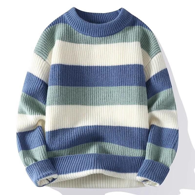 Autumn and Winter Men's Striped Sweater O-Neck Casual Knit Pullovers Long Sleeve Knitted Sweater Men Warm Y2K Knitwear Tops