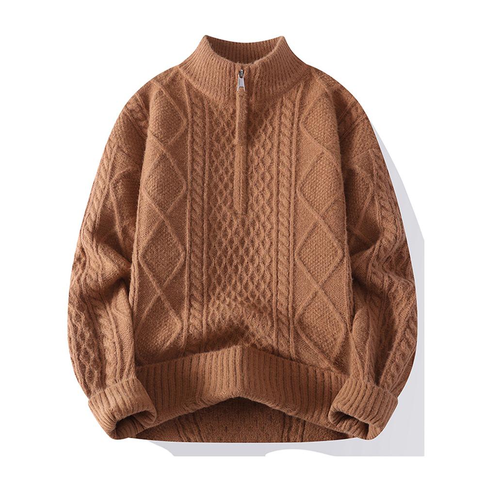 Men's 2025 Argyle Cable Knit Half-Zip Sweater - Teen Outerwear Pullover