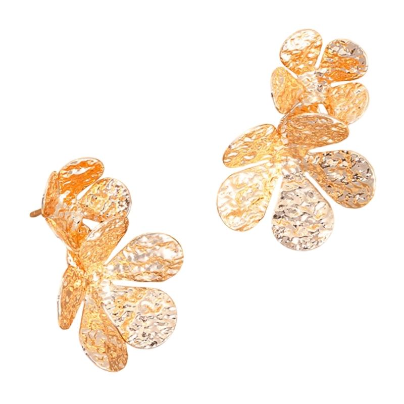 Creative Ear Jewelry Hollow Flower Themed Studs Earring Ears Pin Iron Texture Suitable for Creative Personalities