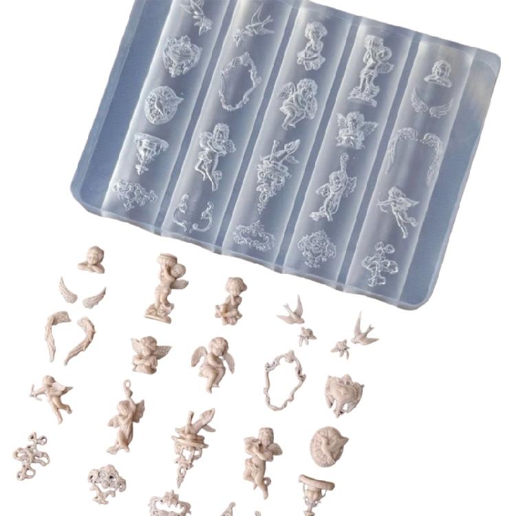 

Портативна силіконова форма із зображенням барокового ангела, силіконова текстура для багаторазових творчих дизайнів та застосувань у нейл-арте 1