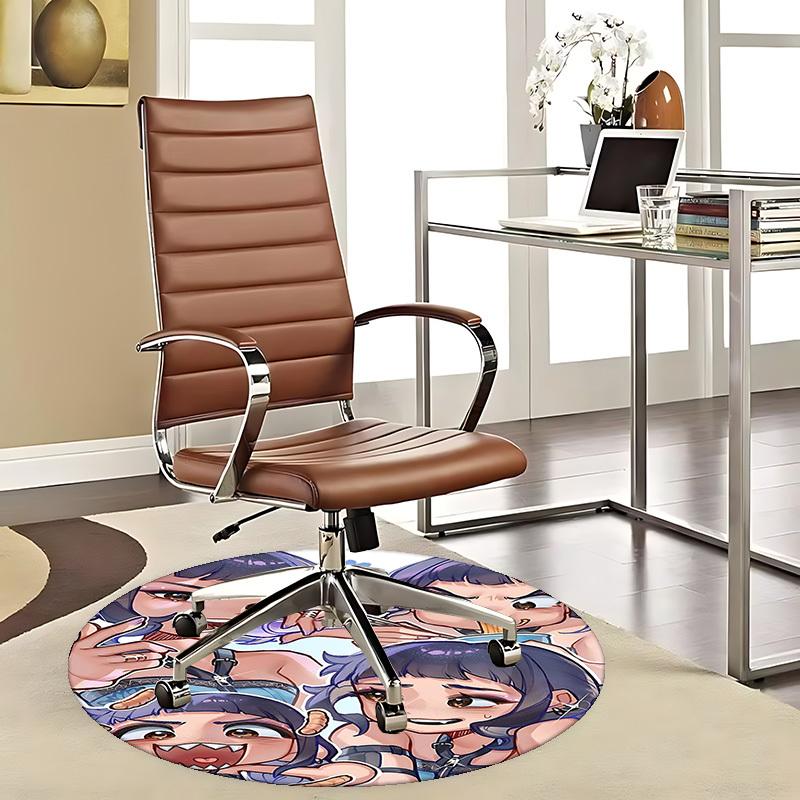 1pc Anime Design Round Carpet - Office Chair Mat, Non-Slip Rug for Home Decor, Living Room