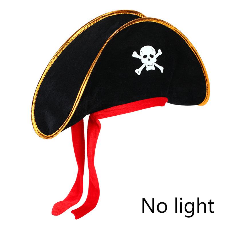 1 pièce Casquette Pirate Crâne avec Lumière LED Halloween Lumineuse Casquette de Capitaine Accessoires de Costume Cosplay Accessoire pour Adulte Fête de Carnaval Déc