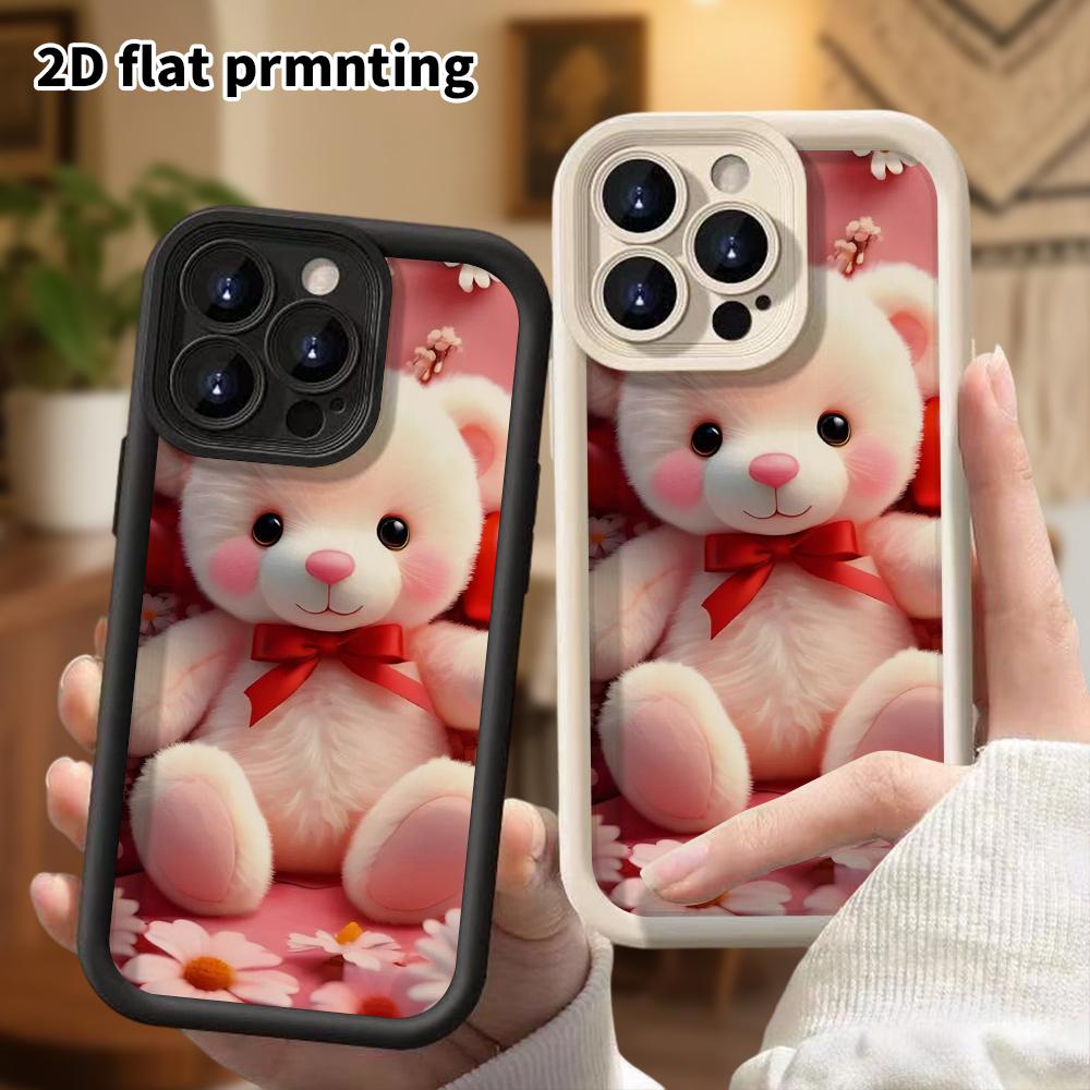 Phone case: 2D flat, suitable for iPhone 18 17 16 15 14 13 Pro protective case, plush little bear, perfect Christmas and Halloween holiday gift