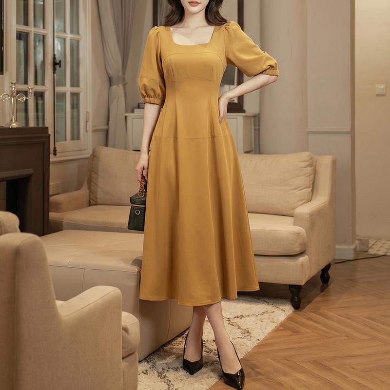 ZANZEA Women Elegant Square Collar Casual Puff Half Sleeve A-line Dress 3XL