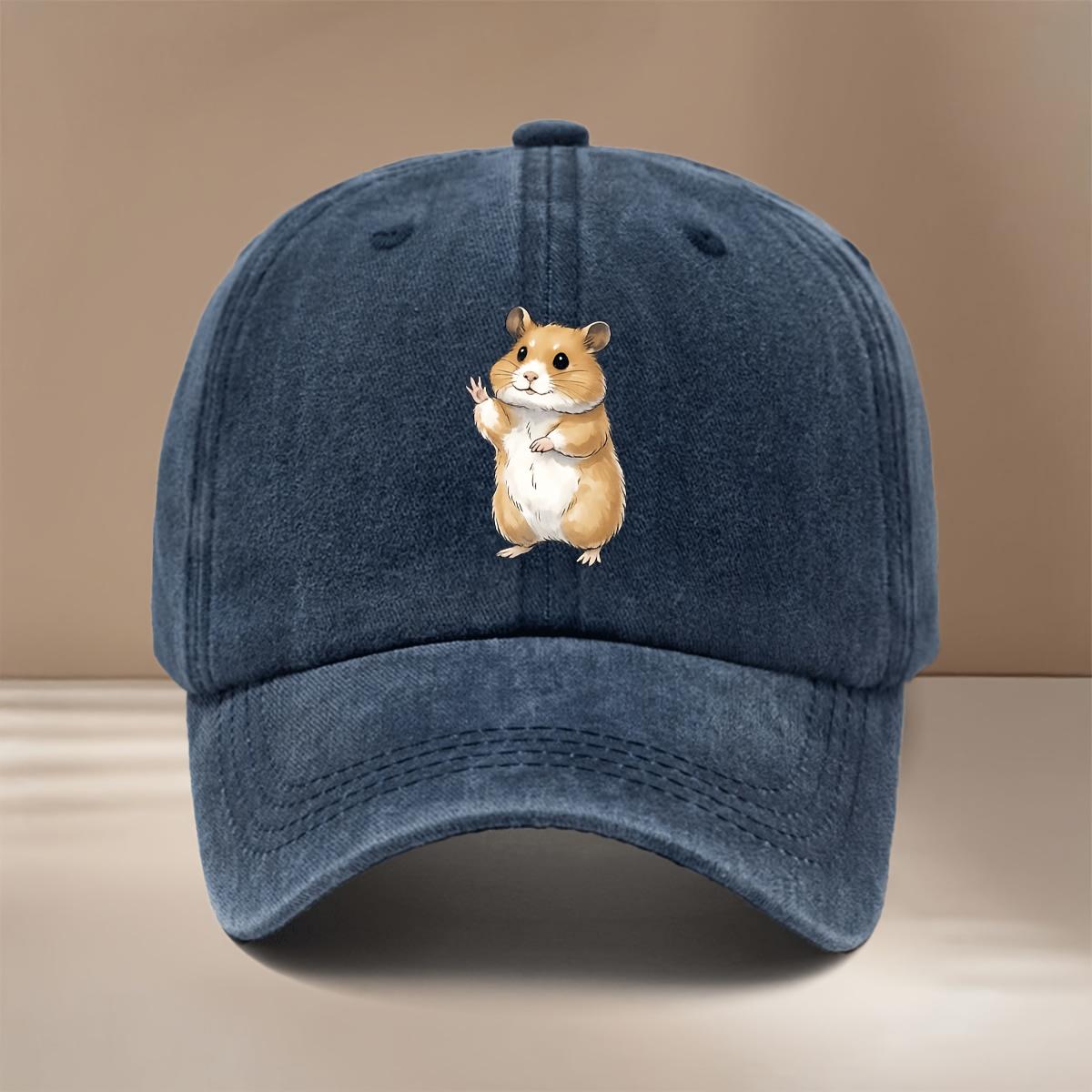 Hamster pattern baseball cap adjustable size peaked cap men and women same style simple trendy curved brim hat темно-синий