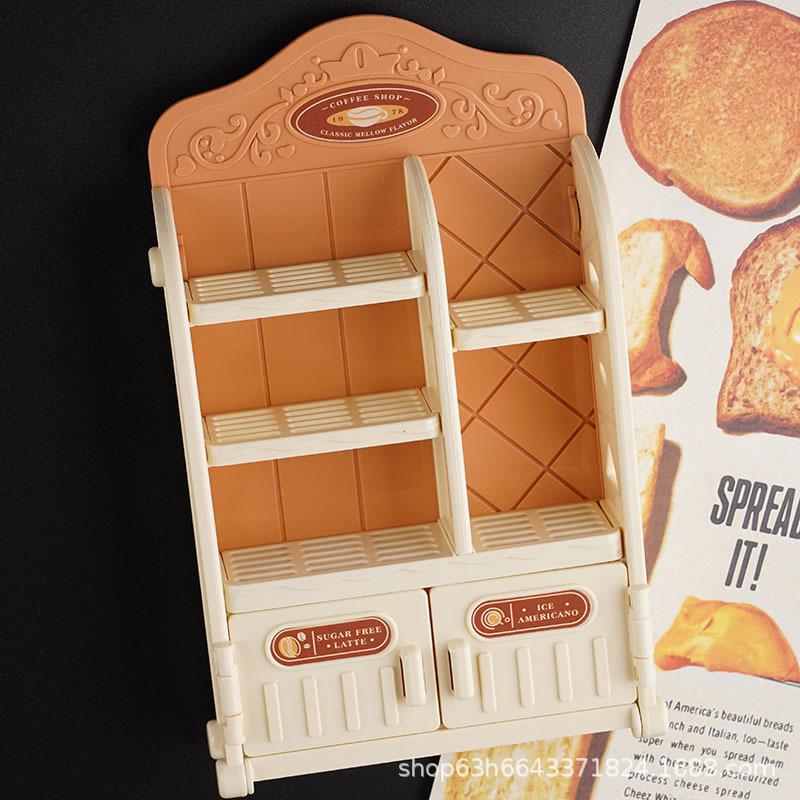 Play House Toy Simulation Dining Rack Refrigerator Sticker Mini Supermarket Doll House Miniature Scene Model Small Ornament Shelf