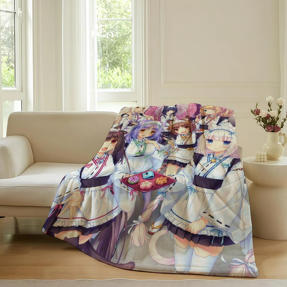 Anime cute Nekopara Blanket For Sofa Office Bed Plane Travel Sleep Read Relax Camping Soft And Warm