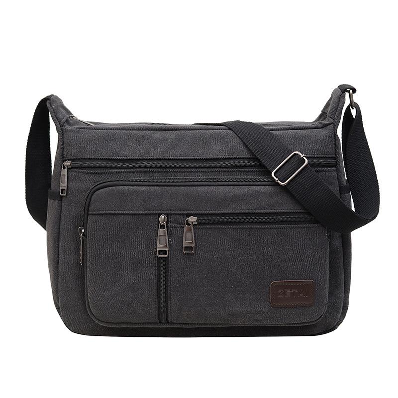 Męska płócienna torba crossbody - Wielowarstwowa, o dużej pojemności, wszechstronna, codzienna biznesowa i sportowa torba na ramię.