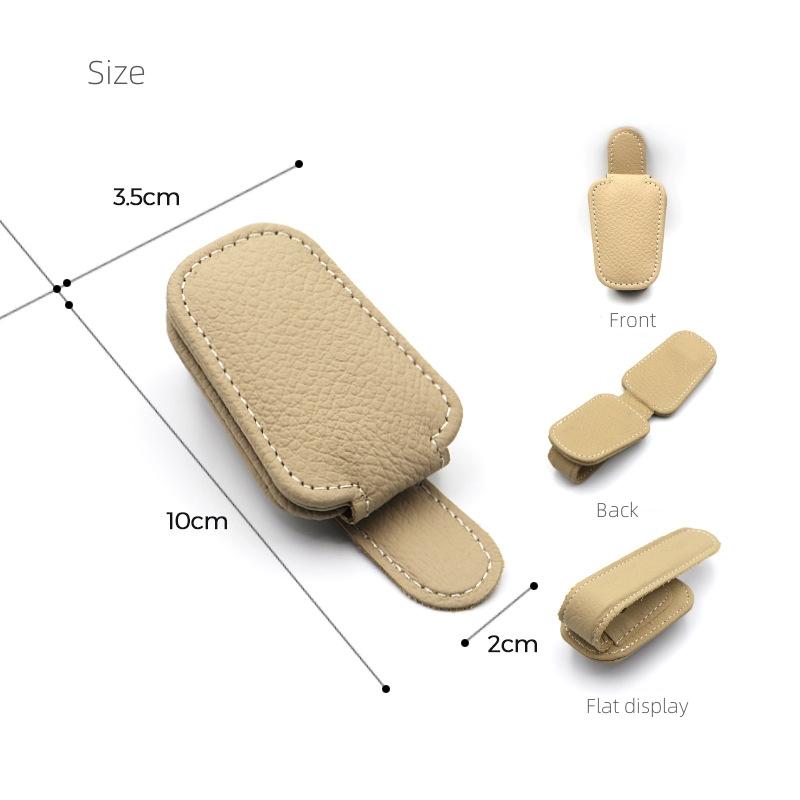 Hanging Protective Car Glasses Holder Strong Magnet Sunglasses Clip PU Leather Sun Visor Space Saving Universal Car Accessories