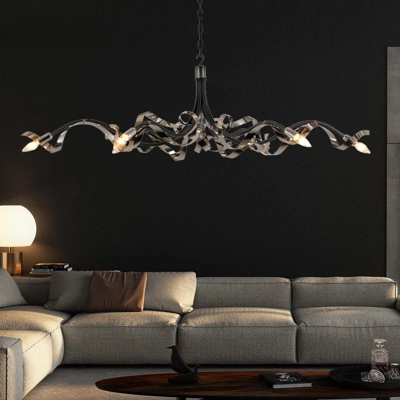 Postmodern Luxury Living Room Dining Room And Creative Stainless Steel Model Room Lighting Fixtures Minimalist Chandeliers