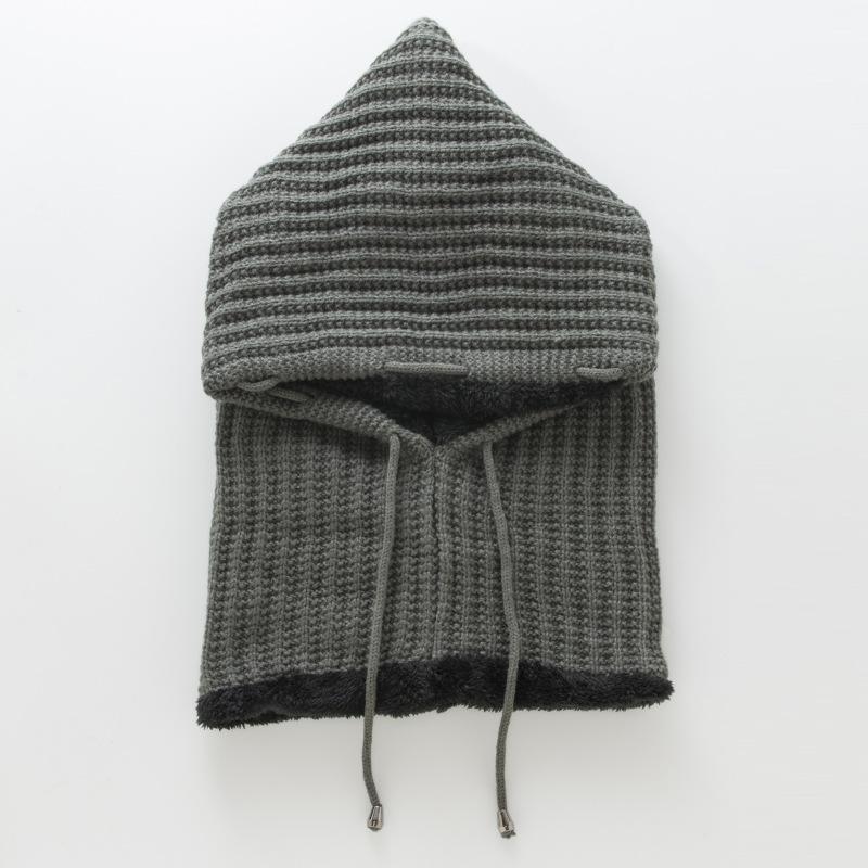 Women's Pullover Stripe One Piece Plush Thickened Riding Ear Protector Knitted Warm Hat