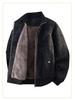 Men's Plus Size Fleece Lined Leather Baseball Jacket