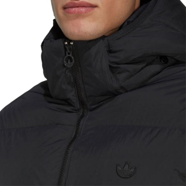 adidas Chaqueta de Plumas con Capucha y Cremallera Patchwork Originals FW22 con Bordado del Logotipo de la Marca Ropa de Abrigo para Hombre Negro HL9179