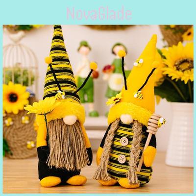 Adorable Knitted Bee Festival Gnome Doll With Antennas For Home Decoration