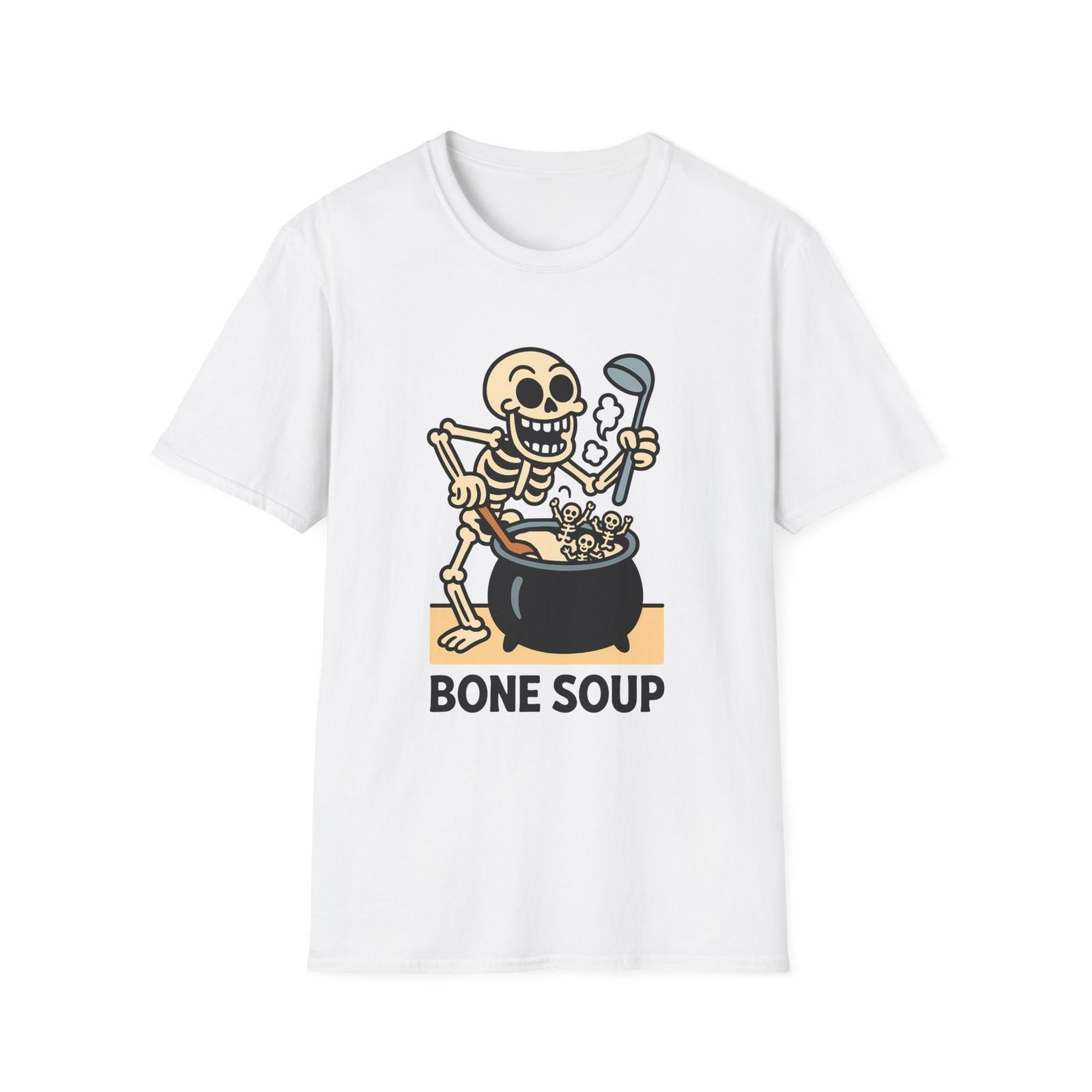 Unisex Softstyle T-Shirt Skeleton Chef Cooking Soup Halloween Kitchen S разноцветный