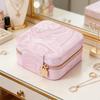 Portable Jewelry Box Faux Leather Travel Organizer for Earrings Necklaces Rings Elegant Velvet Lining Compact Jewelry Case for Women Girls