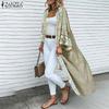 ZANZEA Bohemian Print Holiday Casual Long Sleeve Beach Long Cardigan Cover Up