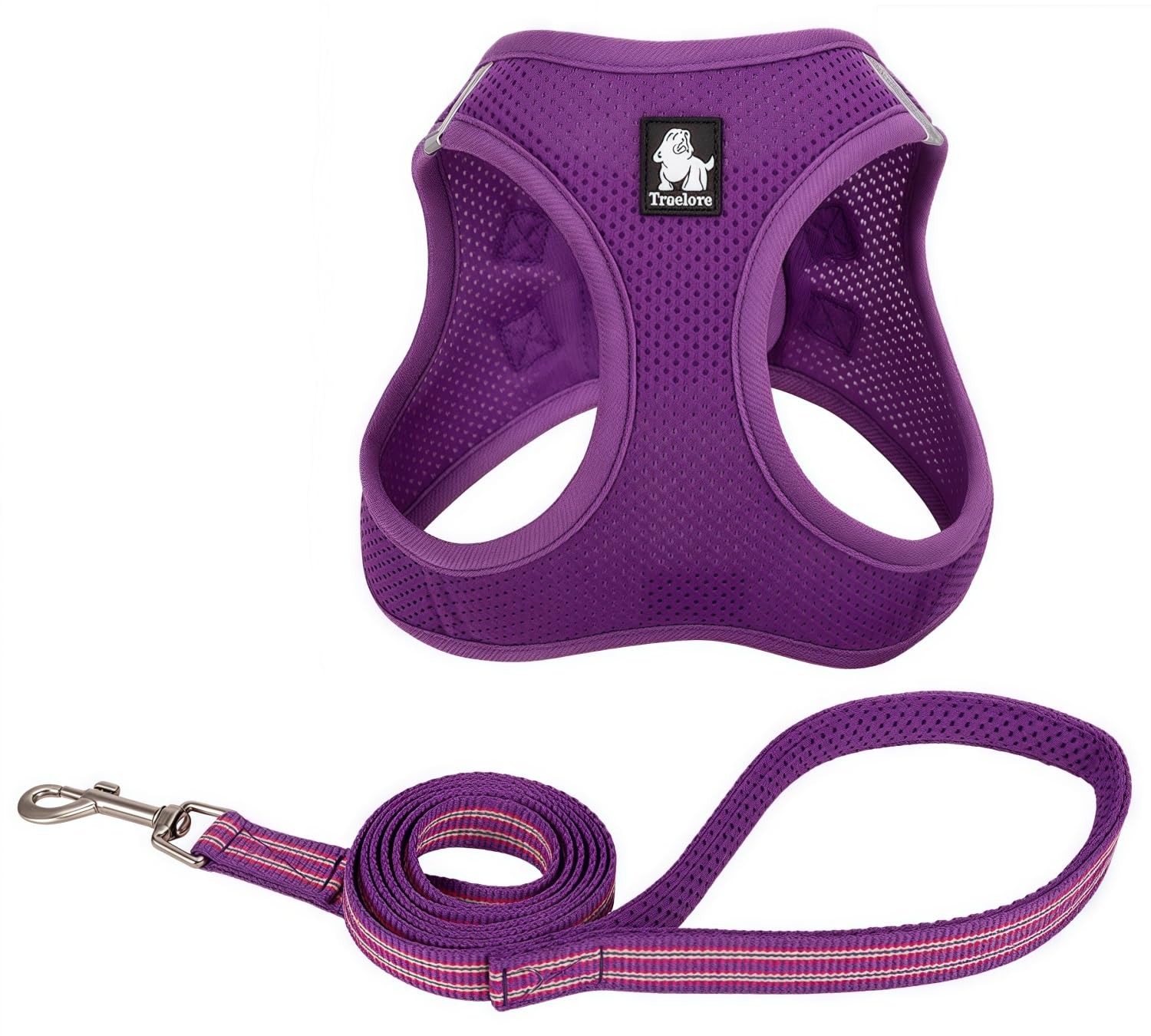 

cocomall 2026 Latest Dog Harness and Leash Set for Small Medium and Features breathable reflective easy to put and TRUE LOVE Harness and Leash Set фиолетовый