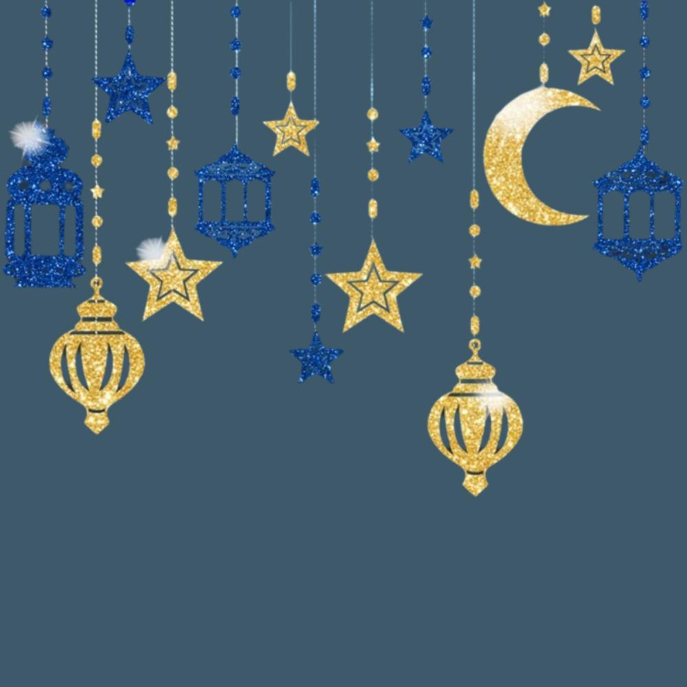 DIY Paper Ramadan Kareem Decor Gold Silver Hang Garland Star Moon Lantern Eid Atmosphere