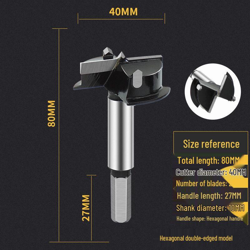 35mm Depth-Stop Hinge Hole Saw with Three-Flute Drill Bit for Woodworking and Cabinet Doors