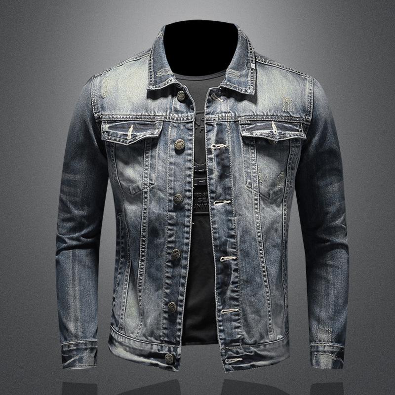 

Новая мода Простой Ретро Slim Fit Джинсовое Пальто Мужская Куртка Джинсовая M