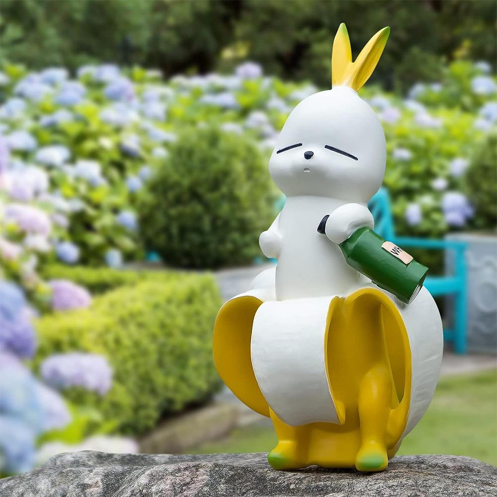

Peeled Banana Rabbit Figurines Whimsical Decor Ornaments New Banana Rabbit Art Statue Garden
