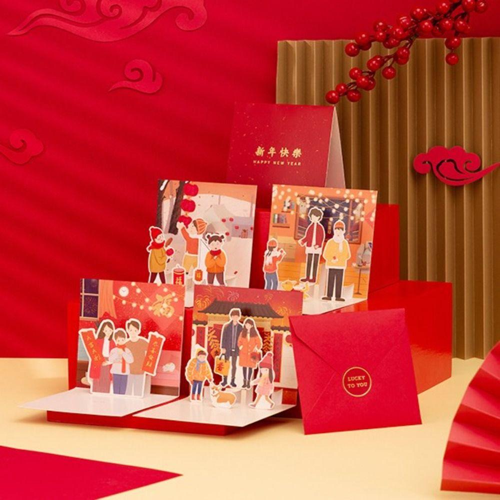 

DIY Новогодняя 3D рукописная открытка Всплывающая открытка с сообщением «Год Дракона» Новый год