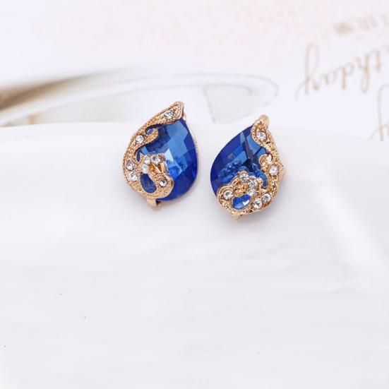 Women Rhinestone Peacock Water Drop Pendant Necklace Earrings Ring Jewelry Set