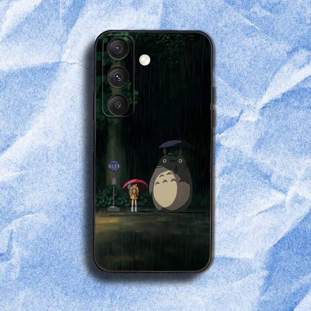 T-Totoro C-Cute Anime Phone Case For Samsung S 25,24,23,22,30,21,10,9,Ultra,Plus,Lite,FE,4,5G Black Soft Case