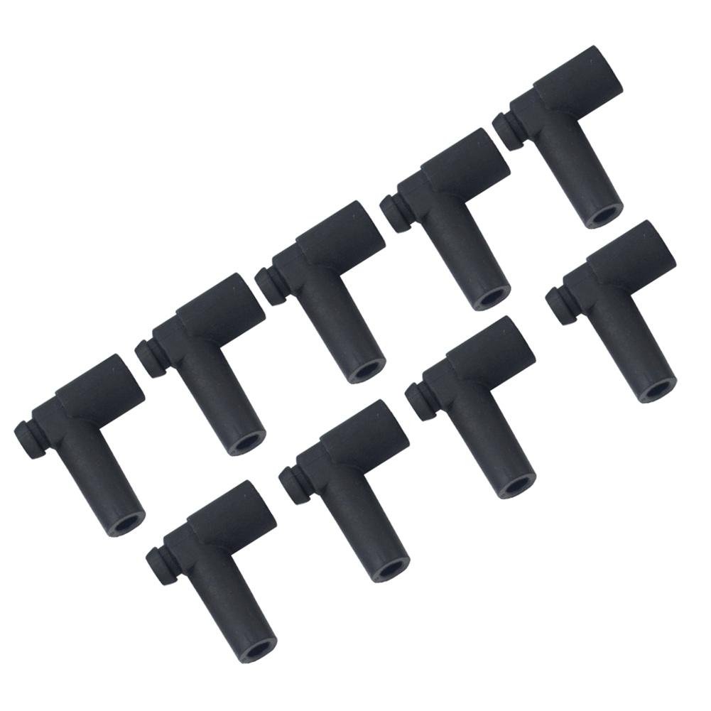 Stainless Steel Universal Hei Style Distributor End Spark Plug Wire Rubber Boots- 9 Pcs/Set