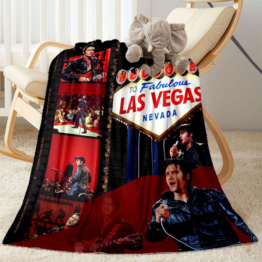 Elvis Presley Las Vegas Blanket Comfortable Perfect for Office Chair Seaside Chair Four Seasons Multipurpose Stylish Decor