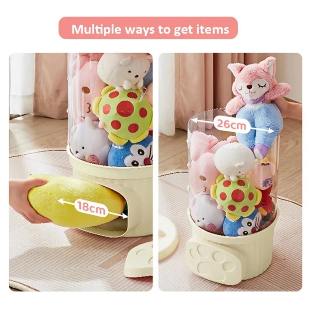 Doll Storage Box Stackable Spacesaving Transparent Toy Storage Bucket Moistureproof Dustproof Stuffed Toy Doll Organizer Barrel