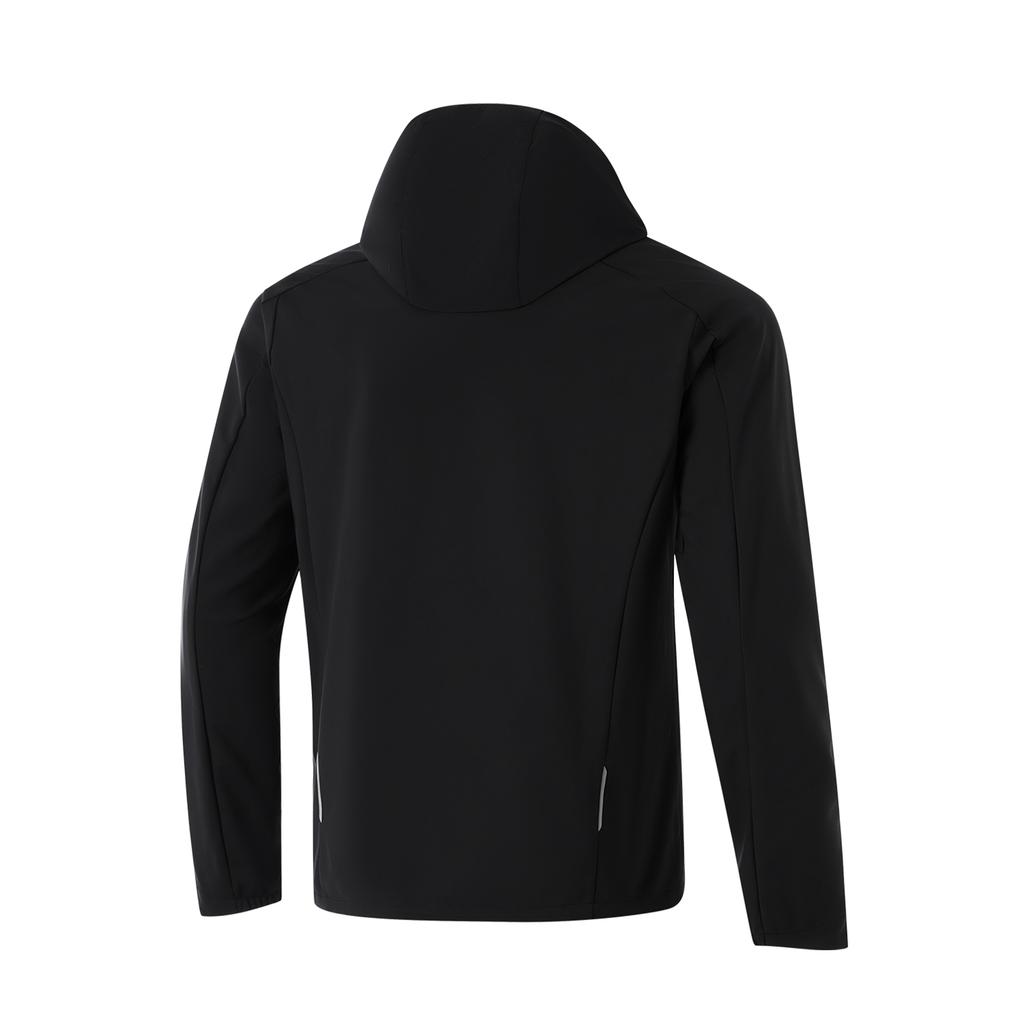 Li Ning Laufserie Wasserabweisende Kapuzen-Logo Langarmjacke Herrenjacke Schwarz AFDU351-1