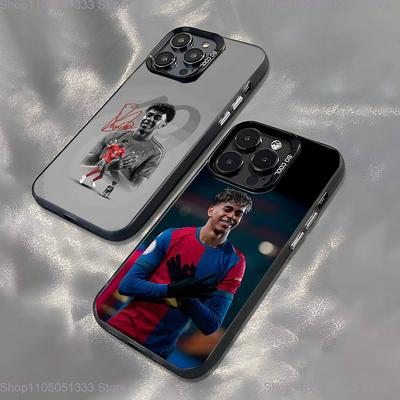 Funda para Teléfono de Fútbol No.19 L-Lamine Y-Yamals Para iPhone 16,15,14,13,12,Pro,XS,Max,Plus,Mini,SE Negra Caramelo Mate Protectora Antigolpes