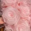 2 szt. 17 cm Biały Różowy Organza Duży Kwiat Suknia Ślubna Akcesorium do Włosów Panny Młodej Kostium na Występ Puszysty Tiul Koronkowy Wzór