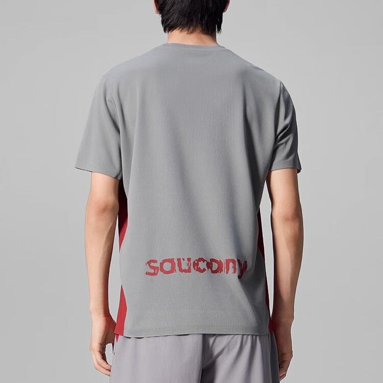 SAUCONY Running Training Series Soul Runner Fashion Versatile Round Neck Short Sleeve T-Shirt Unisex Tops Cloud-Gray SA2250ST62T-GR115