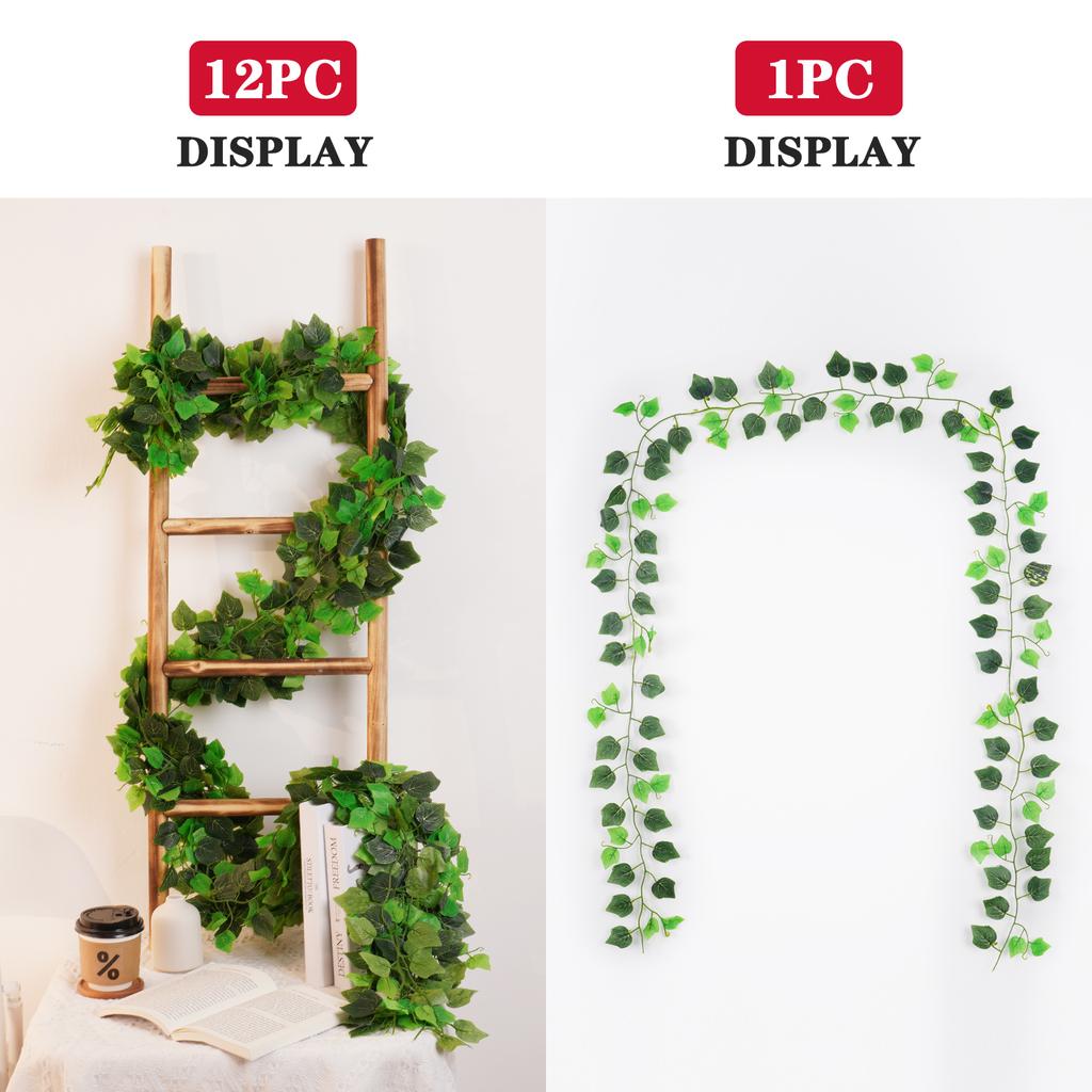 12PCS Artificial Plants Home Decoration Fake Vine Greenery Room Decoration Green Leaves Wall Liana Ivy Decorative Creeper Foliag