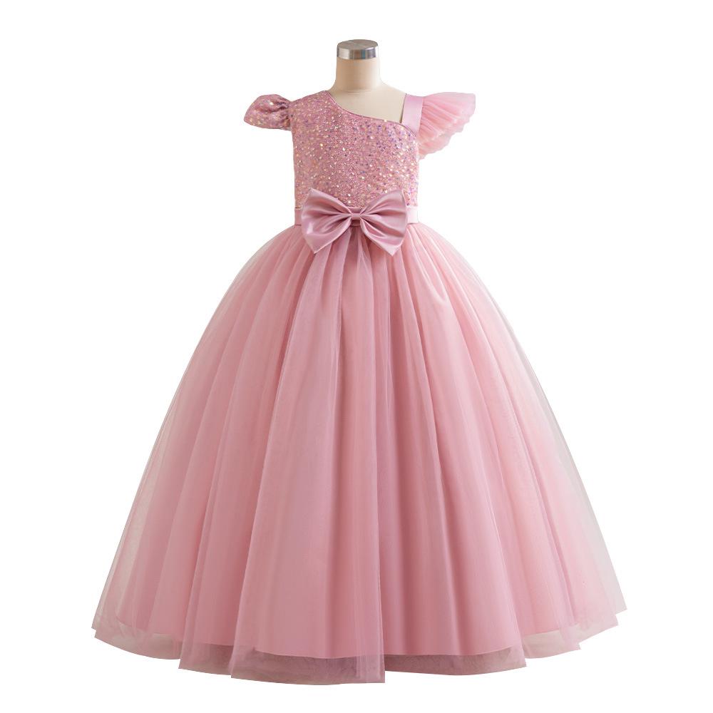 

Girls Princess Evening Gown, Sleeveless Mesh Floor-Length Dress for Summer Performances 15 Years