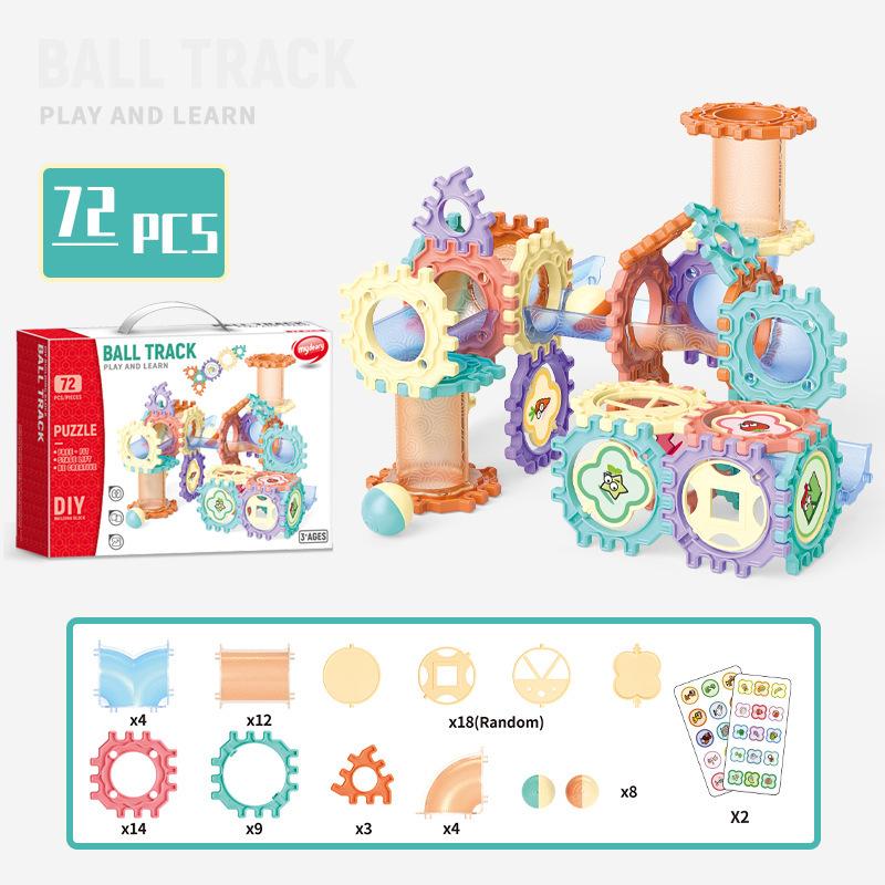 Children'S Diy Variable Splicing Ball Building Block Assembly Toy Three-Dimensional Ball Track 72Pcs Building Block Toy