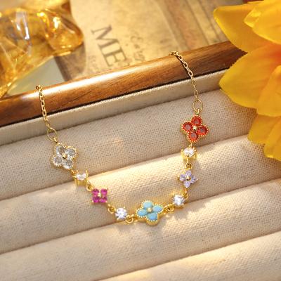 Zircon Four-leaf Flower Bracelet Temperament Versatile Light Luxury Bracelet Niche Fashion Personalized Jewelry