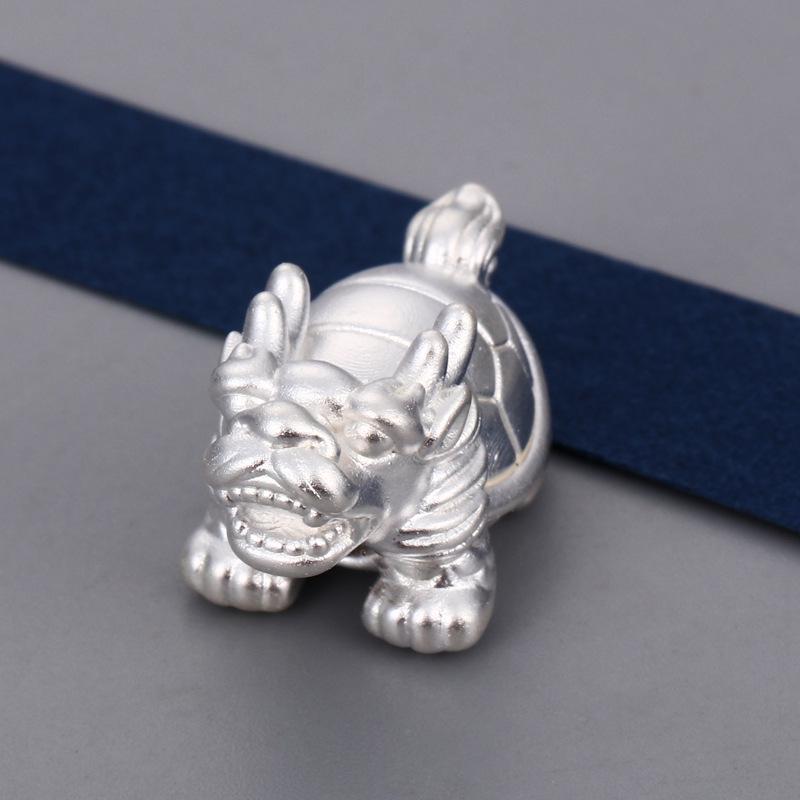 S999 Sterling Silver Dragon Turtle Beads for DIY Woven Jewelry