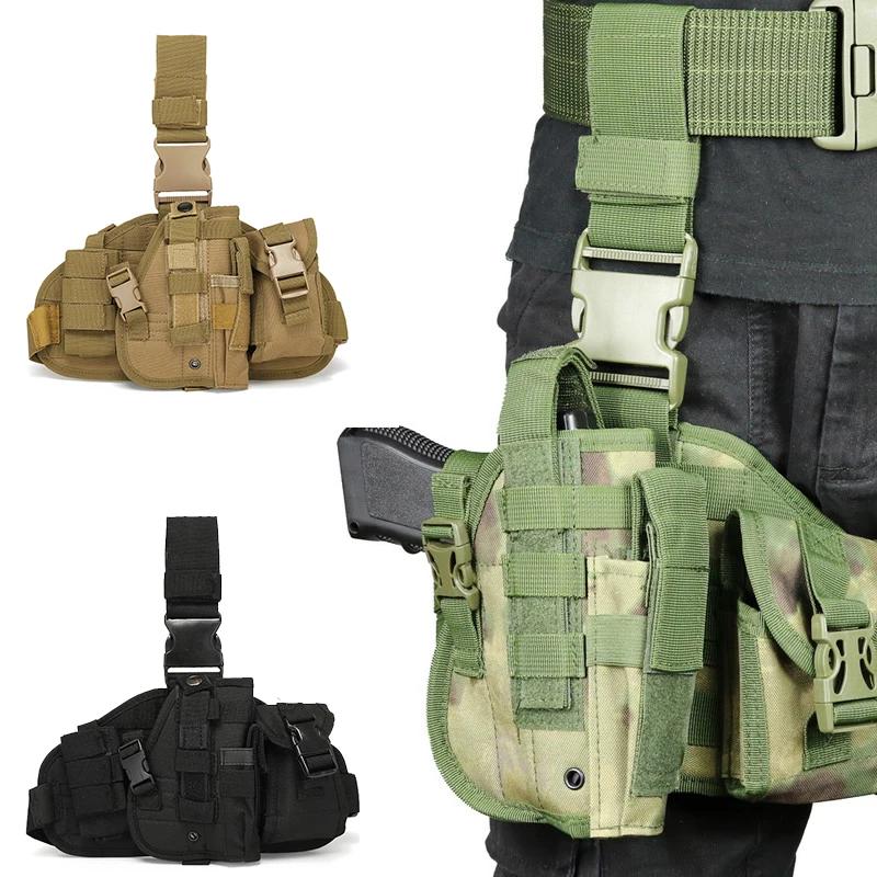 HOT!Universal Tactical Gun Holster Thigh Pistol Bag Pouch Leg Harness Outdoor Adjustable Detachable MOLLE Hunting Leg Holster CS