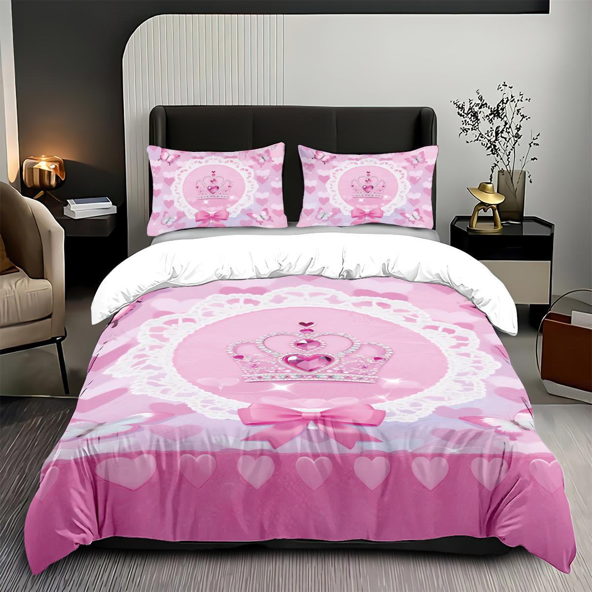 

Letter Crown Bed Three-Piece Quilt Cover Bedroom Quilt Cover Pillowcase Bedding Direct Sales 135x200cm