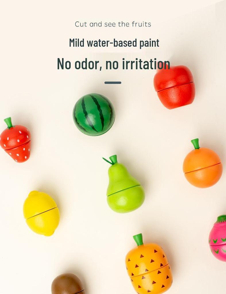 Magnetic Wooden Fruit & Veggie Playset: Early Learning Kitchen Role-Play Blocks