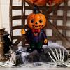 Halloween Pumpkin Kid Figurine Mini Resin Demon Pumpkin Statue Spooky Tabletop Ornament for Outdoor Indoor Home Garden Decoration