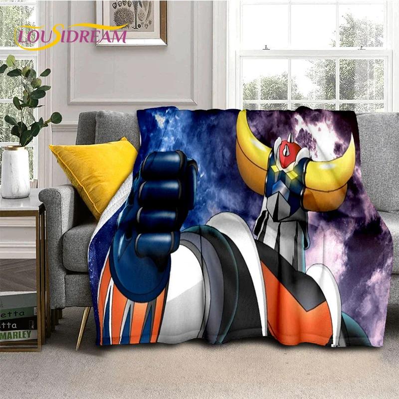 3D Cartoon UFO Robot Grendizer Anime soft Blankets,Keep Warm Flannel Throw Blanket for Picnic Beds Sofa Home Bedroom Gifts Kids
