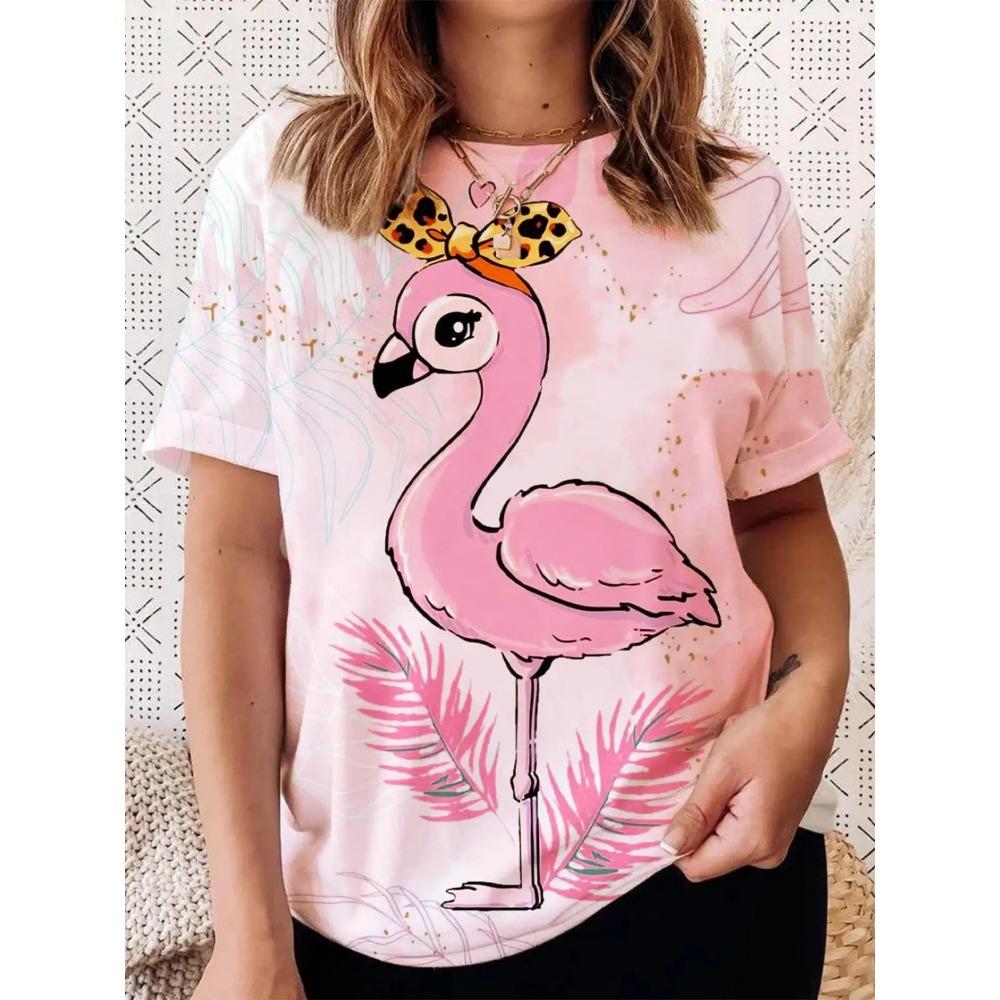 

Летняя женская футболка Y2K Kawaii с цветочным принтом, 3D-печать, модный повседневный топ большого размера с круглым вырезом 3XL