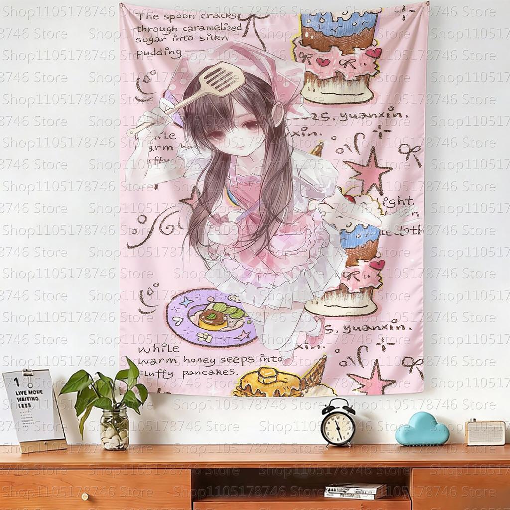 Kawaii Huisdecoratie Wandkleed Schattig Huisdecoratie Wandkleed Anime Roze Meisje Wandkleed Schattig Meisje Wandkleed